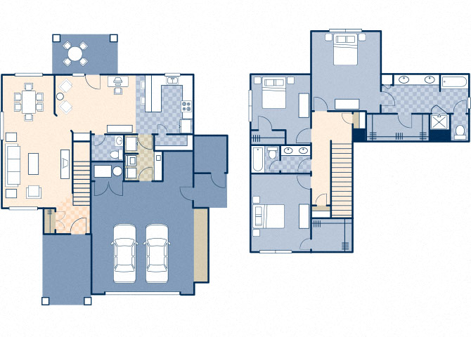 Floor plan for 3 beds, 2.5 baths, 1696 sqft