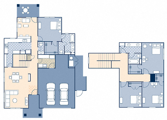 Floor plan for 4 beds, 2.5 baths, 1755 sqft