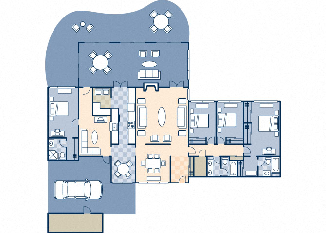 Floor plan for 4 beds, 3 baths, 3039 sqft