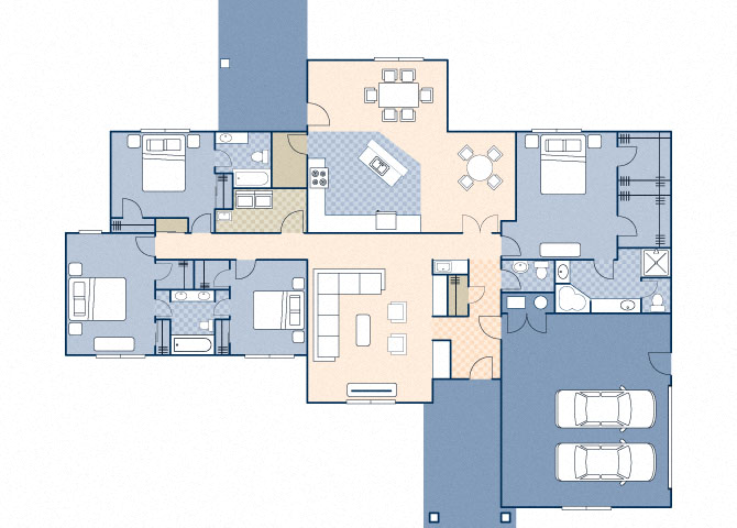 Floor plan for 4 beds, 3.5 baths, 2545 sqft