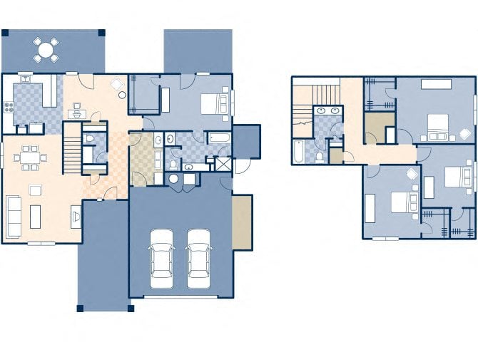 Floor plan for 4 beds, 2.5 baths, 1978 sqft