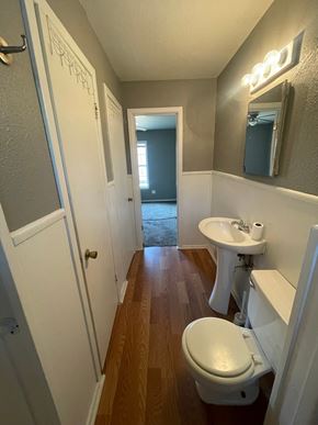 Abilene apartment for rent - a small bathroom with a toilet and a sink
