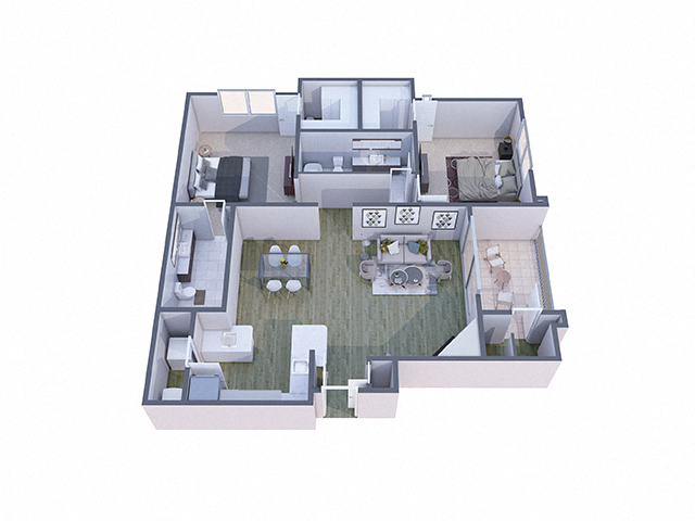 Floor plan for 2 beds, 2 baths, 1093 sqft