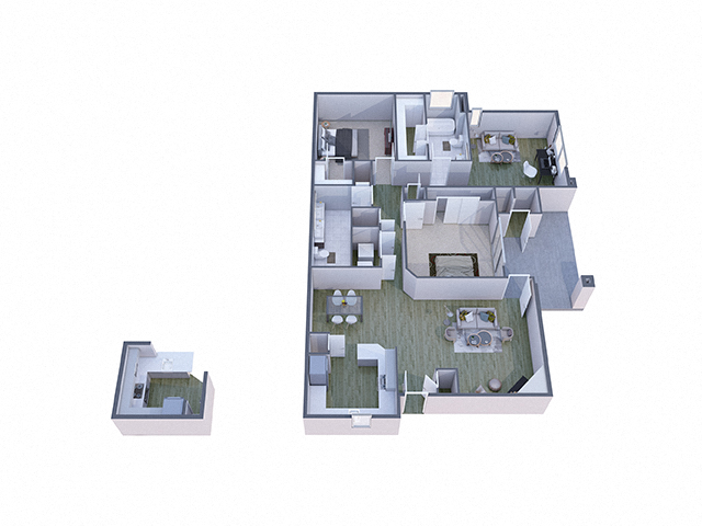 Floor plan for 3 beds, 2 baths, 1374 sqft