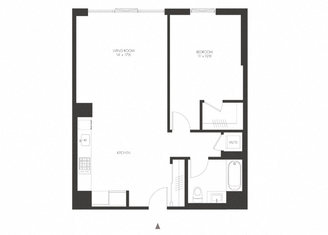 Floor plan for 1 bed, 1 bath, 814 sqft