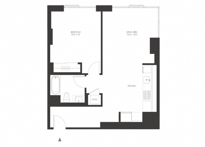 Floor plan for 1 bed, 1 bath, 789 sqft
