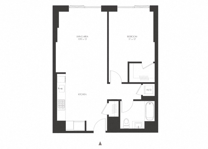 Floor plan for 1 bed, 1 bath, 752 sqft