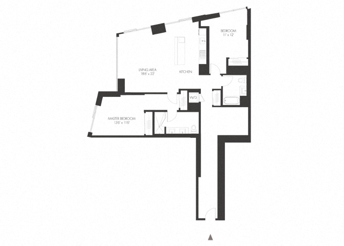 Floor plan for 2 beds, 2 baths, 1442 sqft
