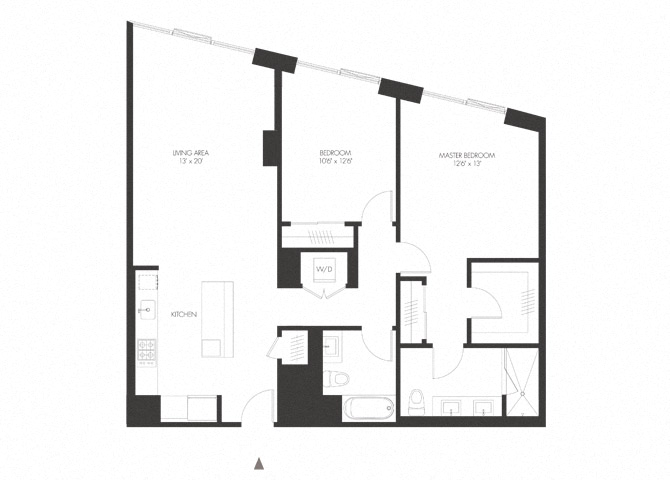 Floor plan for 2 beds, 2 baths, 1239 sqft