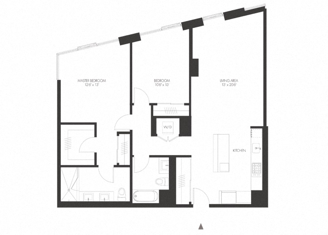 Floor plan for 2 beds, 2 baths, 1239 sqft