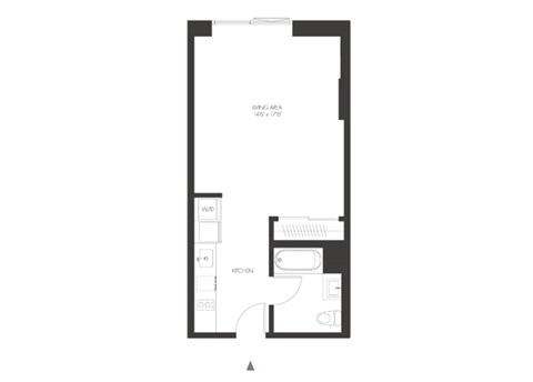 Floor plan for studio, 1 bath, 476 sqft