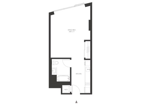Floor plan for studio, 1 bath, 486 sqft