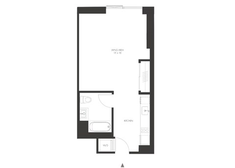 Floor plan for studio, 1 bath, 471 sqft