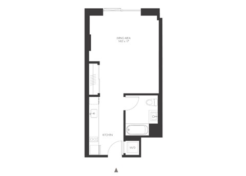 Floor plan for studio, 1 bath, 463 sqft