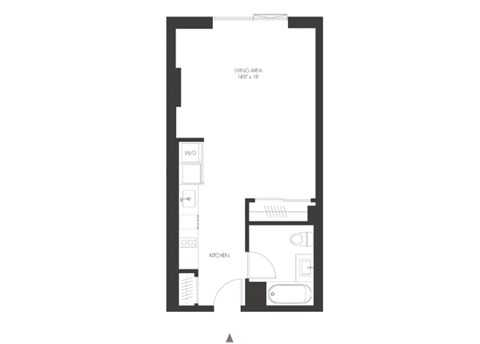 Floor plan for studio, 1 bath, 469 sqft