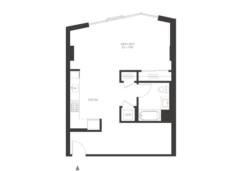 Floor plan for studio, 1 bath, 687 sqft