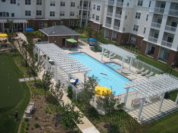 Swimming pool with expansive sundeck & spa