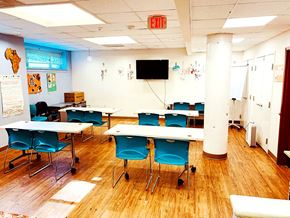 Takoma Park apartment for rent - a conference room with tables and chairs and a tv