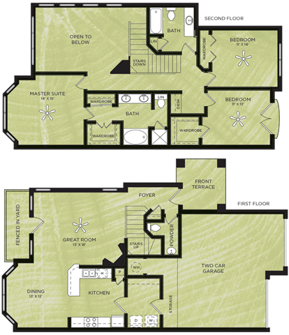 Floor plan for 3 beds, 2.5 baths, 1686 sqft