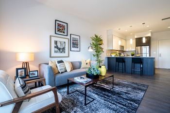 Wood grain-style flooring throughout living space