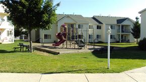 Lewiston apartment for rent - the playground is in front of some houses