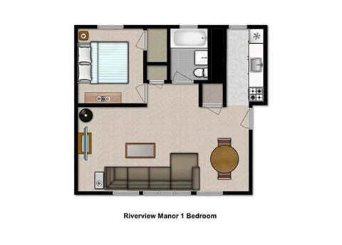 Floor plan for 1 bed, 1 bath, 550 sqft