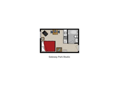 Floor plan for studio, 1 bath, 252 sqft