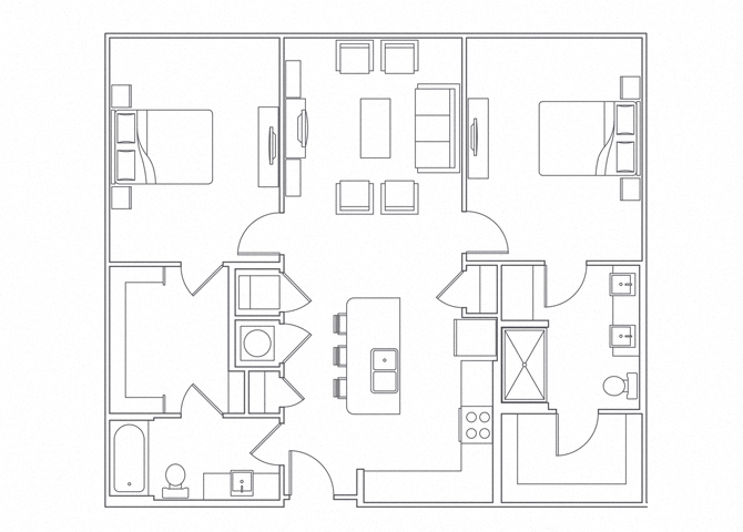 Floor plan for 2 beds, 2 baths, 1170 sqft
