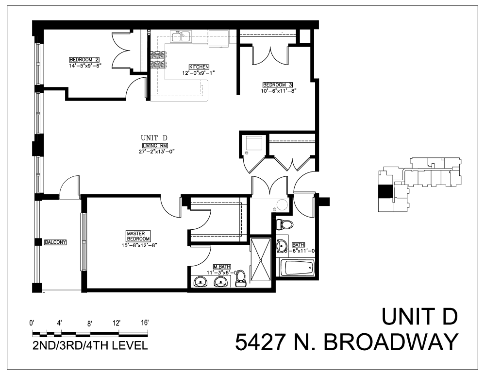 Floor plan for 3 beds, 2 baths, 1270 sqft