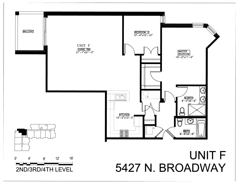Floor plan for 2 beds, 2 baths, 1290 sqft