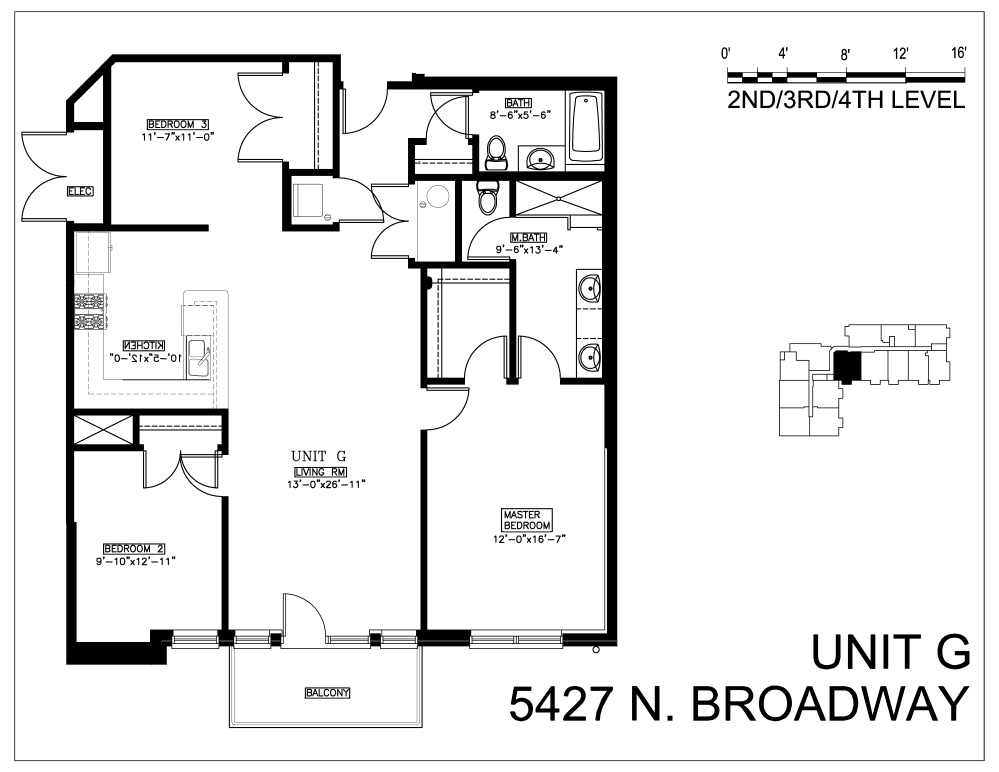Floor plan for 3 beds, 2 baths, 1335 sqft