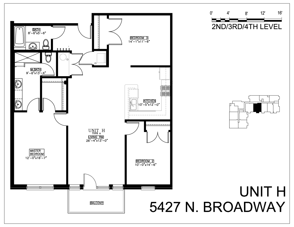 Floor plan for 3 beds, 2 baths, 1345 sqft