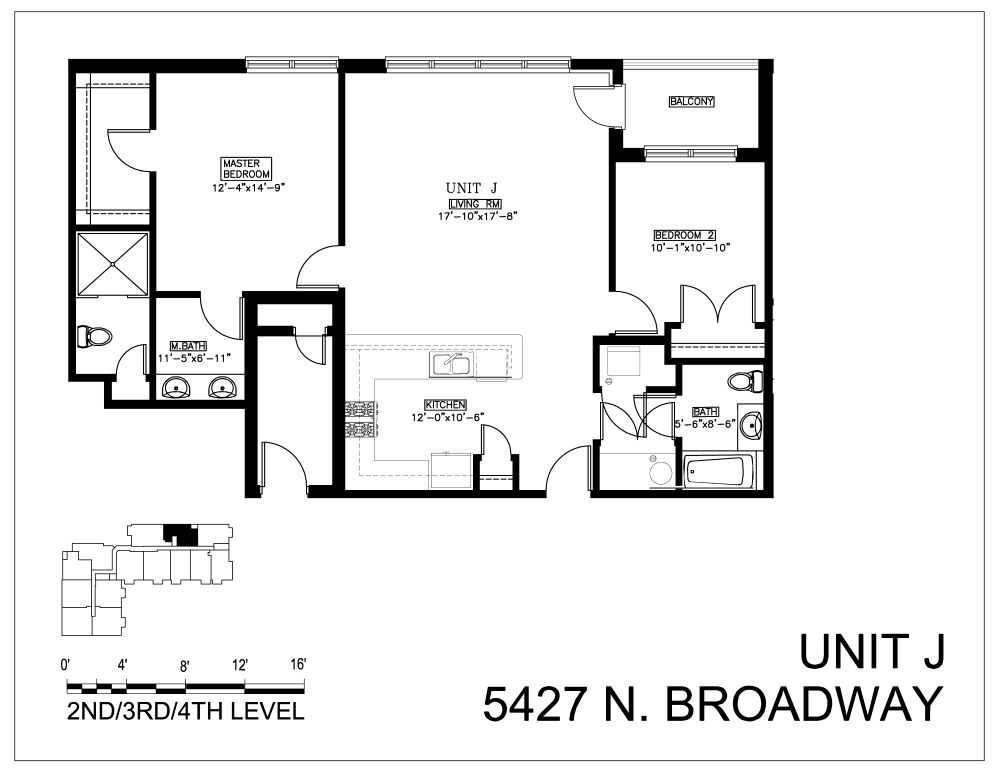 Floor plan for 2 beds, 2 baths, 1070 sqft
