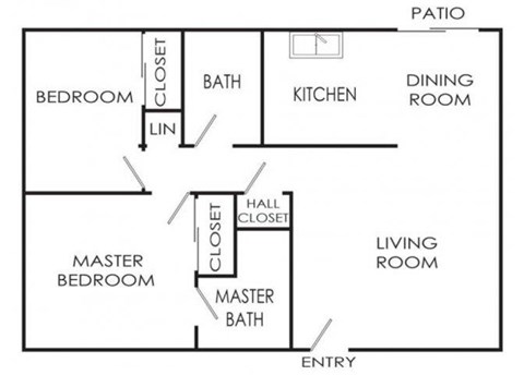 Floor plan for 2 beds, 2 baths, 925 sqft