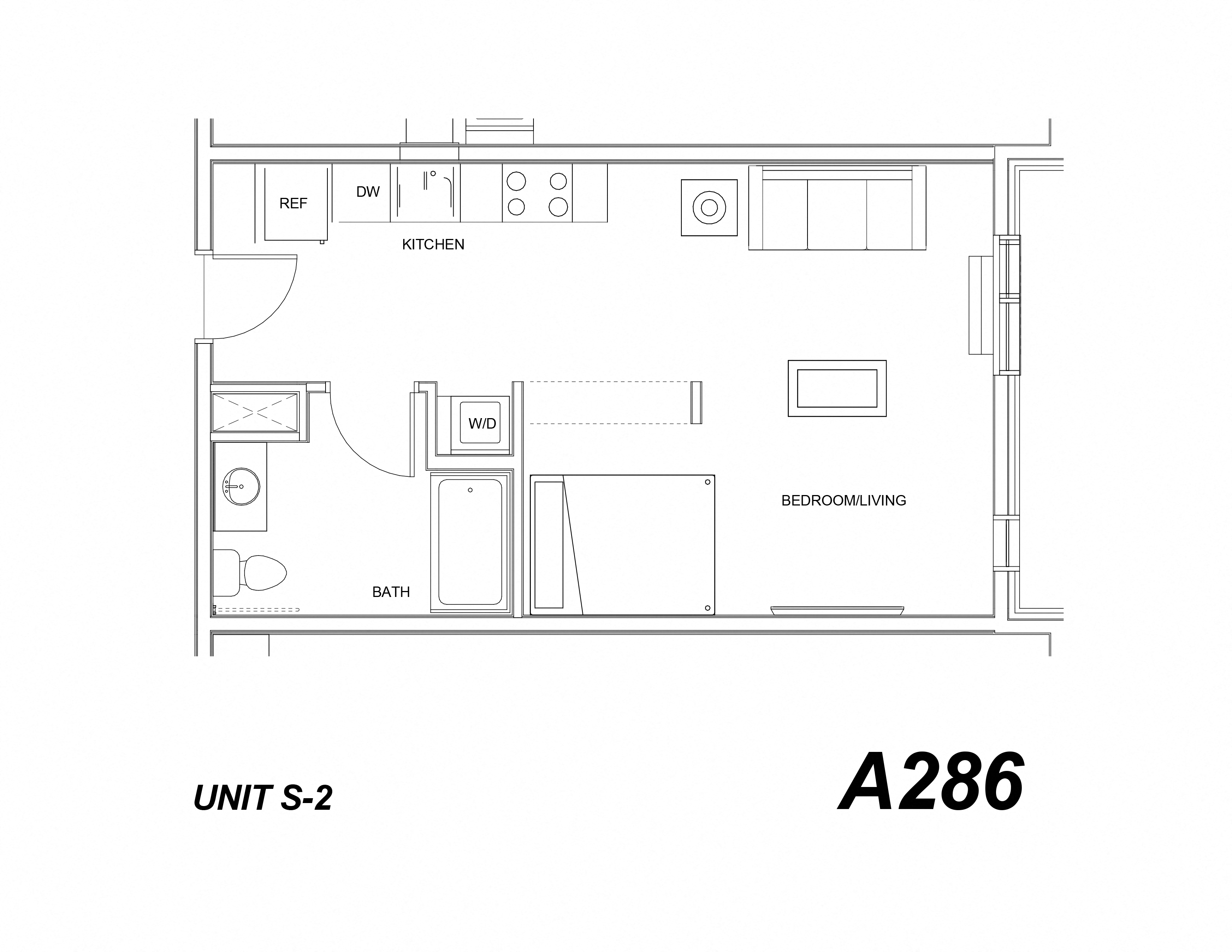Floor plan for studio, 1 bath, 489 sqft