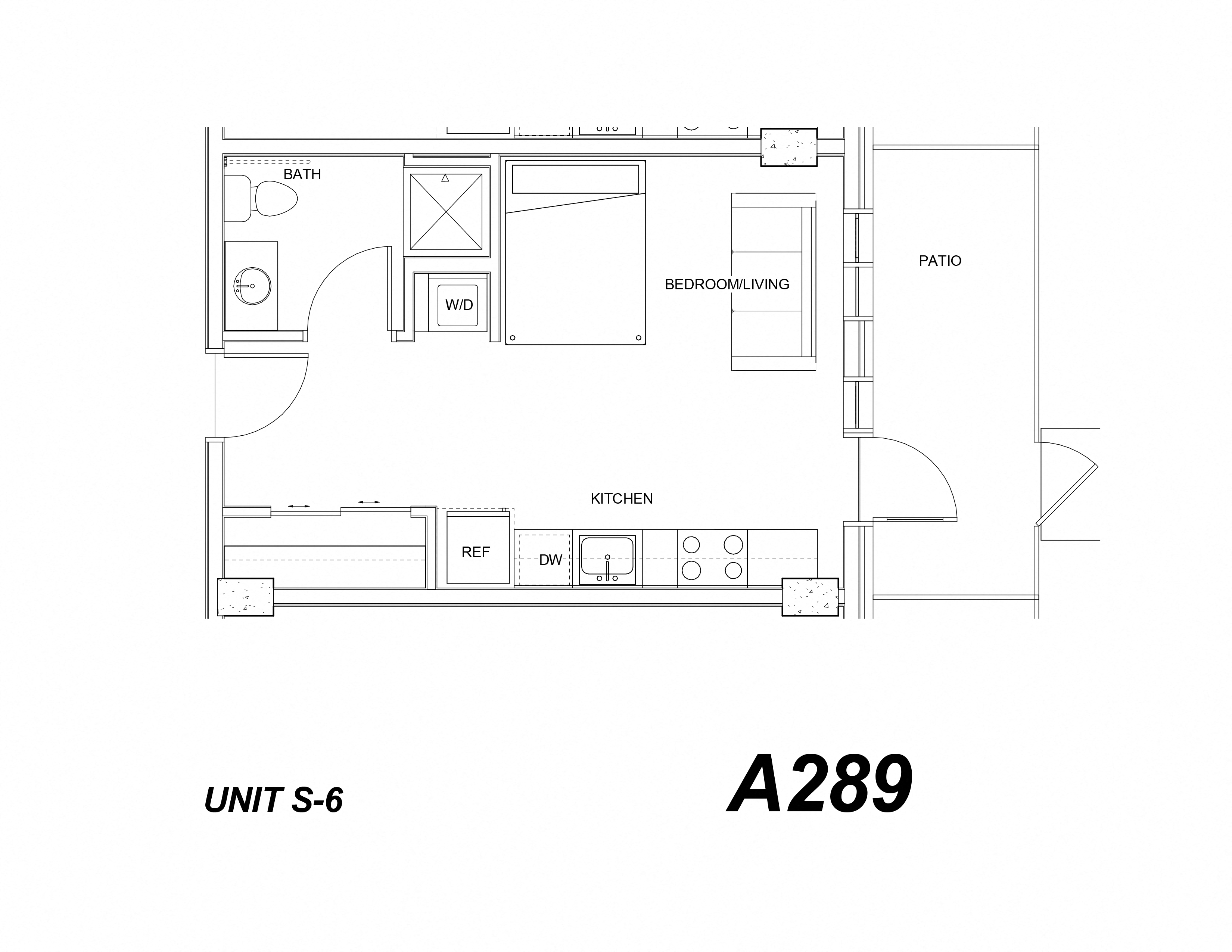 Floor plan for studio, 1 bath, 380 sqft