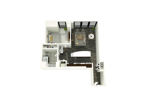 Floor plan for 1 bed, 1 bath, 786 sqft