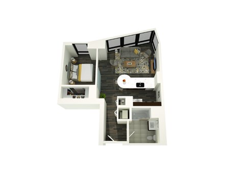 Floor plan for studio, 1 bath, 682 sqft