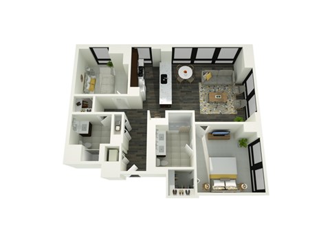 Floor plan for 2 beds, 2 baths, 1086 sqft