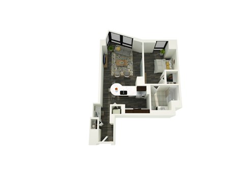 Floor plan for studio, 1 bath, 692 sqft