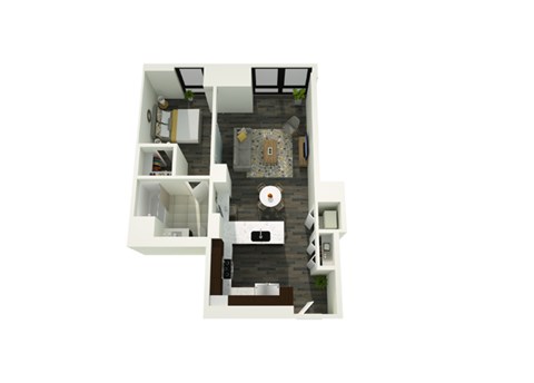 Floor plan for studio, 1 bath, 698 sqft