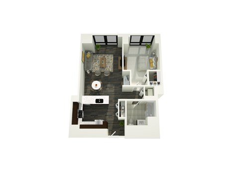 Floor plan for 1 bed, 1 bath, 814 sqft