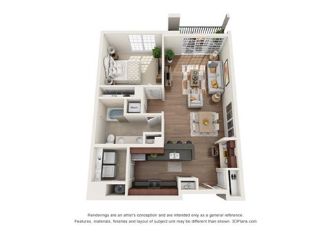 Floor plan for 1 bed, 1 bath, 856 sqft