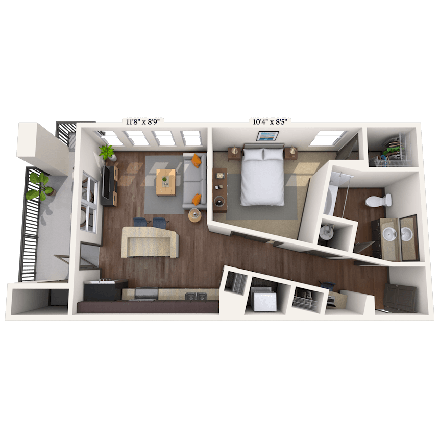 Floor plan for studio, 570 sqft