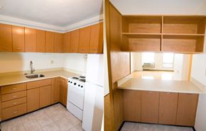 Boston apartment for rent - Kitchen with white appliances and plentiful cabinet and counter space