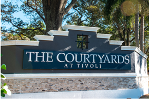 Deerfield Beach apartment for rent - the sign for the court yards at tivoli