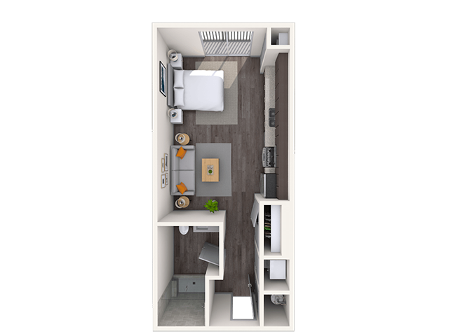 Floor plan for studio, 1 bath, 506 sqft
