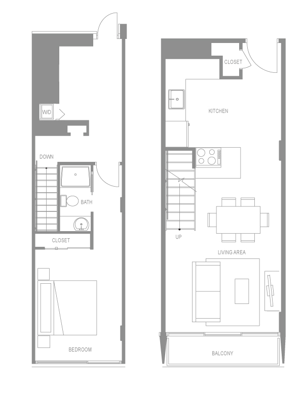 Floor plan for 1 bed, 1 bath, 812 sqft