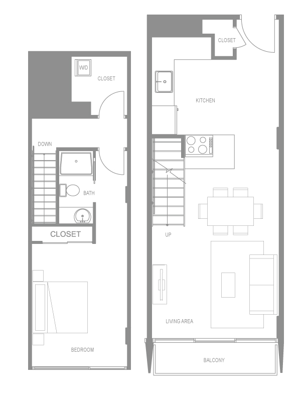 Floor plan for 1 bed, 1 bath, 812 sqft