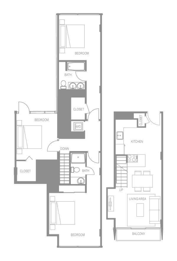 Floor plan for 2 beds, 2 baths, 1460 sqft